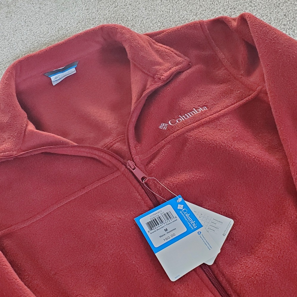 Columbia Granite Mountain Fleece Jacket Men's Medium Dark Red Full Zip NWTGS